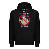 Black i am a mom against cat boys Premium Hoodie - PixelFlow