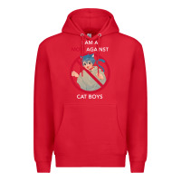 Red i am a mom against cat boys Premium Hoodie - PixelFlow