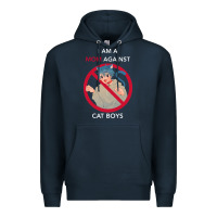 Navy i am a mom against cat boys Premium Hoodie - PixelFlow