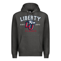 Charcoal Heather liberty university flames football lynchburg virginia sparky the eagle Premium Hoodie - PixelFlow
