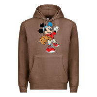 Chestnut micky-playing-baseball-cartoon-illustration-- Premium Hoodie - PixelFlow