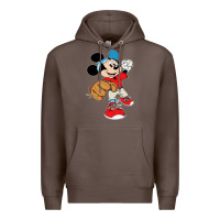 Coffee micky-playing-baseball-cartoon-illustration-- Premium Hoodie - PixelFlow