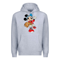 Heather Grey micky-playing-baseball-cartoon-illustration-- Premium Hoodie - PixelFlow