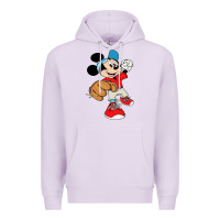 Lilac micky-playing-baseball-cartoon-illustration-- Premium Hoodie - PixelFlow