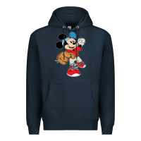 Navy micky-playing-baseball-cartoon-illustration-- Premium Hoodie - PixelFlow
