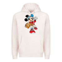 Pale Pink micky-playing-baseball-cartoon-illustration-- Premium Hoodie - PixelFlow