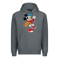 Rock micky-playing-baseball-cartoon-illustration-- Premium Hoodie - PixelFlow