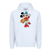 White micky-playing-baseball-cartoon-illustration-- Premium Hoodie - PixelFlow