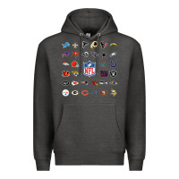 Charcoal Heather american football team collage    wall art Premium Hoodie - PixelFlow