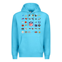 Ocean Blue american football team collage    wall art Premium Hoodie - PixelFlow