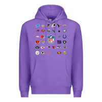 Purple american football team collage    wall art Premium Hoodie - PixelFlow