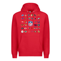 Red american football team collage    wall art Premium Hoodie - PixelFlow