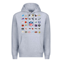 Heather Grey american football team collage    wall art Premium Hoodie - PixelFlow