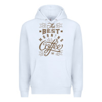 White The Best Morning Coffee Premium Hoodie - PixelFlow