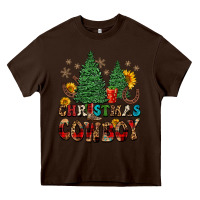 Chocolate Brown christmas cowboy Heavy Core Tee - FaDigitalArtStudio