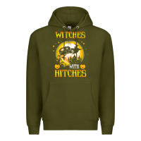 Army Green witches with hitches funny halloween costume gift Premium Hoodie - PixelFlow