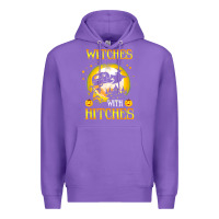 Purple witches with hitches funny halloween costume gift Premium Hoodie - PixelFlow