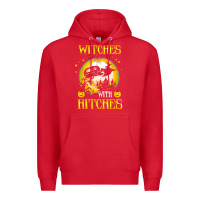 Red witches with hitches funny halloween costume gift Premium Hoodie - PixelFlow
