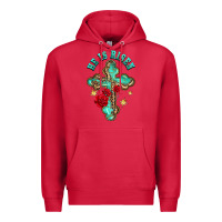Cardinal he is risen cross with roses Premium Hoodie - BarkalooDesign