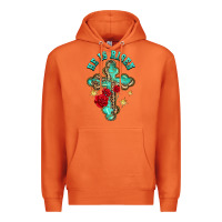 Carrot he is risen cross with roses Premium Hoodie - BarkalooDesign