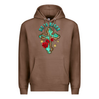 Chestnut he is risen cross with roses Premium Hoodie - BarkalooDesign