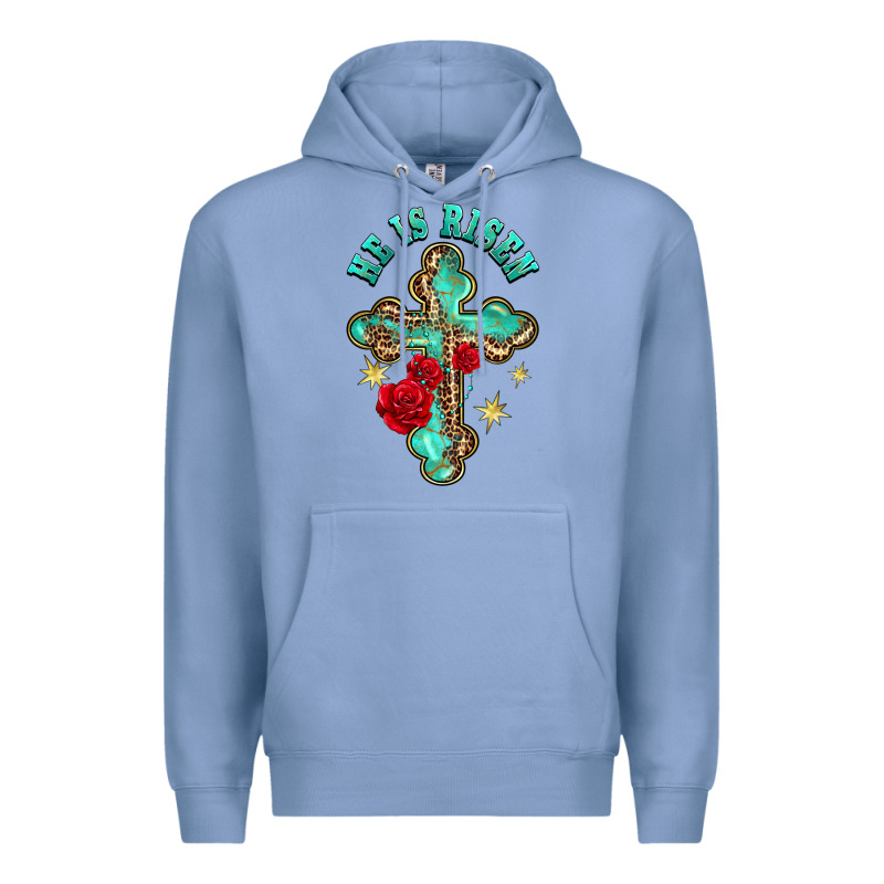 He Is Risen Cross With Roses Premium Hoodie by BarkalooDesign | Teevron