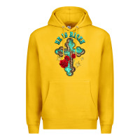 Lemon he is risen cross with roses Premium Hoodie - BarkalooDesign
