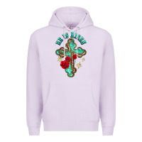 Lilac he is risen cross with roses Premium Hoodie - BarkalooDesign