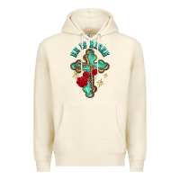 Sandshell he is risen cross with roses Premium Hoodie - BarkalooDesign