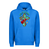 True Royal he is risen cross with roses Premium Hoodie - BarkalooDesign