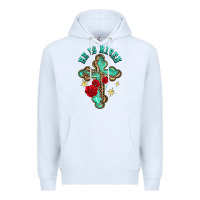 White he is risen cross with roses Premium Hoodie - BarkalooDesign