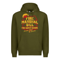 Army Green fire marshal bill fire safety school funny firefighter t shirt Premium Hoodie - PixelFlow
