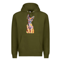Army Green Colorful Cat Premium Hoodie - PixelFlow