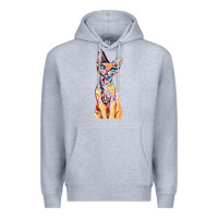 Heather Grey Colorful Cat Premium Hoodie - PixelFlow