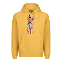 Mustard Colorful Cat Premium Hoodie - PixelFlow