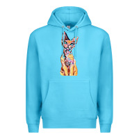 Ocean Blue Colorful Cat Premium Hoodie - PixelFlow