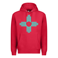 Cardinal New Mexico Zia Sun in Turquoise Blue Premium Hoodie - PixelFlow