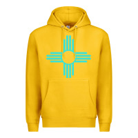 Lemon New Mexico Zia Sun in Turquoise Blue Premium Hoodie - PixelFlow