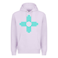 Lilac New Mexico Zia Sun in Turquoise Blue Premium Hoodie - PixelFlow