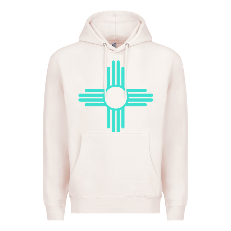 New Mexico Zia Sun In Turquoise Blue Premium Hoodie by PixelFlow | Teevron