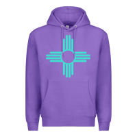 Purple New Mexico Zia Sun in Turquoise Blue Premium Hoodie - PixelFlow