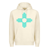 Sandshell New Mexico Zia Sun in Turquoise Blue Premium Hoodie - PixelFlow