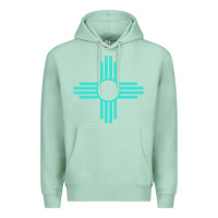 Seafoam New Mexico Zia Sun in Turquoise Blue Premium Hoodie - PixelFlow