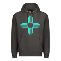 Smoke New Mexico Zia Sun in Turquoise Blue Premium Hoodie - PixelFlow