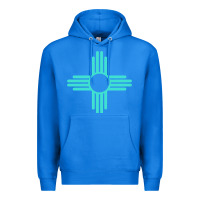 True Royal New Mexico Zia Sun in Turquoise Blue Premium Hoodie - PixelFlow