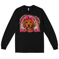 Black dachshund puppy floral rainbow Long Sleeve Tee - Artiststas