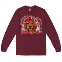 Dachshund Puppy Floral Rainbow Long Sleeve Tee | Teevron
