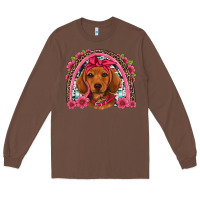 Chestnut dachshund puppy floral rainbow Long Sleeve Tee - Artiststas