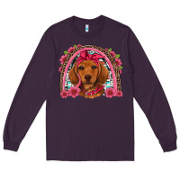 Plum dachshund puppy floral rainbow Long Sleeve Tee - Artiststas