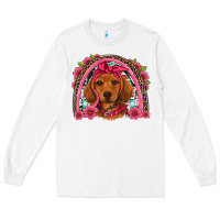 White dachshund puppy floral rainbow Long Sleeve Tee - Artiststas